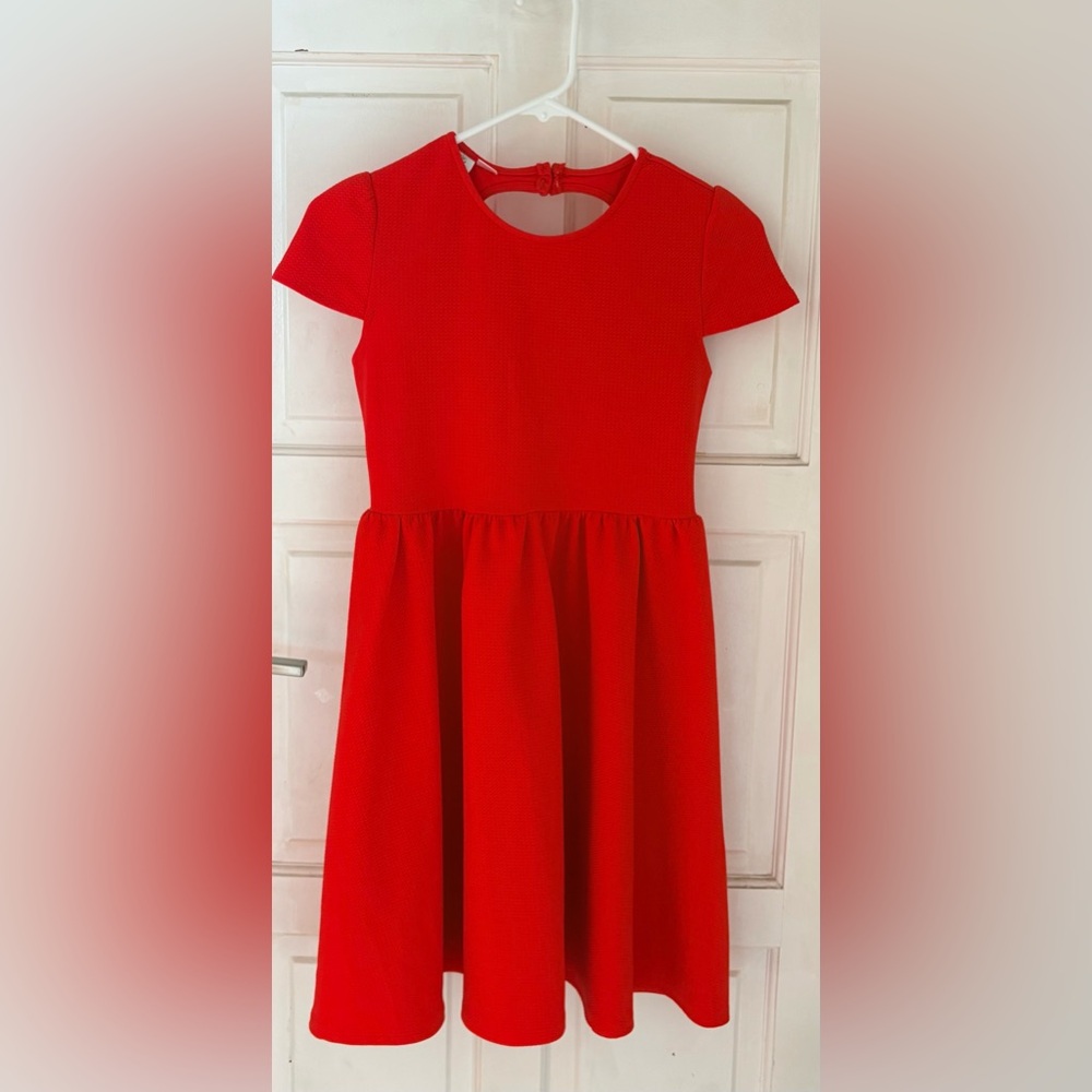 Vibrant Red Kids Casual Dress (L10/12 - like new)